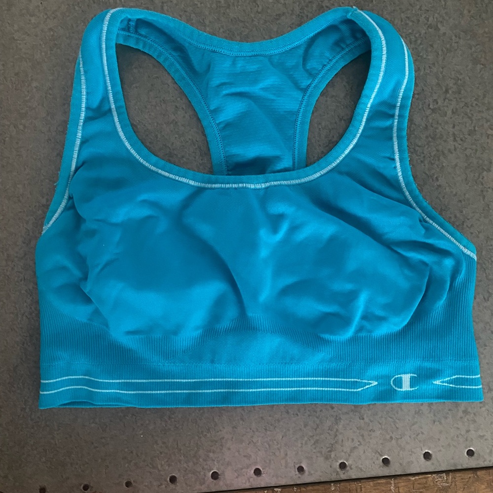 Champion Blue Sports Bra Moisture-Wicking Racerback